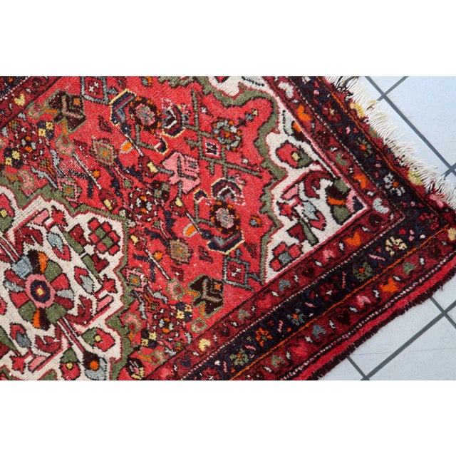 1920s, Antique Persian Hamadan Rug, Floral Medallion, 3 X 5 For Sale - Image 9 of 12