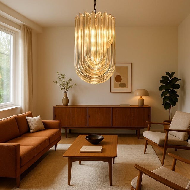 Glass Murano Venini Glass Chandelier from 1295 Murano, 1980 For Sale - Image 7 of 10