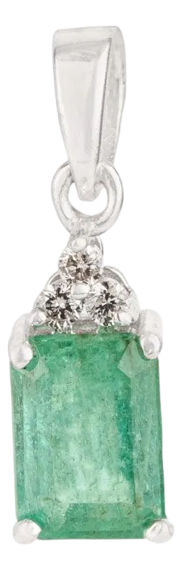 Dainty Emerald and Diamond Pendant in Solid 925 Silver