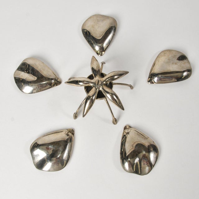 Metal 1960's Flower Ashtray With Removable Petals Silver Plate Floral Cocktail Ashtray For Sale - Image 7 of 12