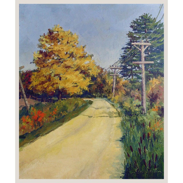 Rustic Late 20th Century Impressionist Country Road Landscape Painting For Sale - Image 3 of 3