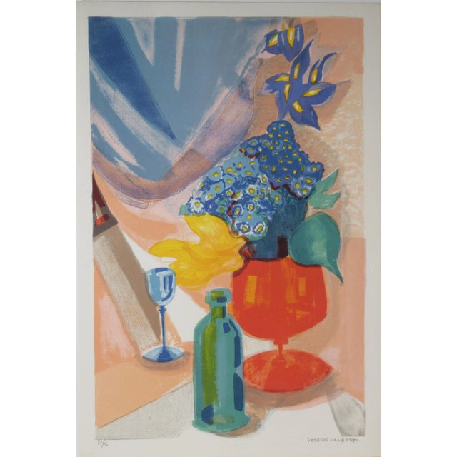 Impressionist Georges Lambert, Nature Morte a la Bouteille ((Still Life with Bottle), Circa 1975 For Sale - Image 3 of 6