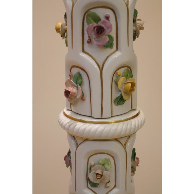 Ceramic 1960s Marbro Hollywood Regency Neoclassic Modern Elaborate Porcelain Floor Lamp One-of-a-Kind For Sale - Image 7 of 13