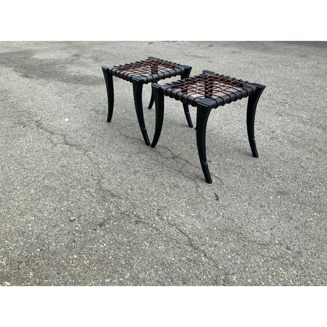 Mid-Century Style Klismos Ottomans - Pair For Sale - Image 4 of 6