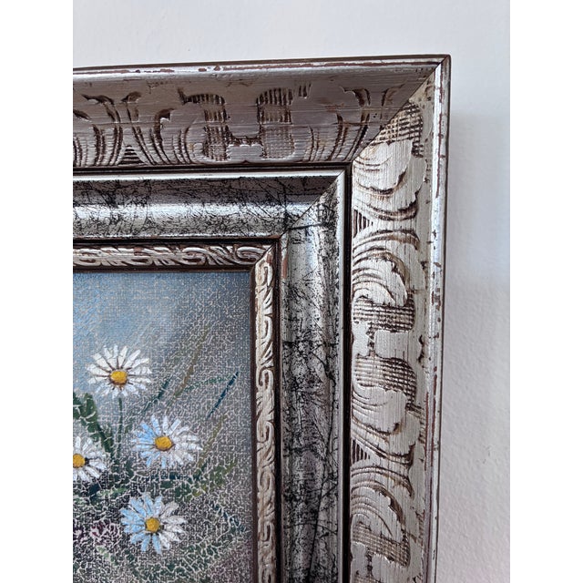White Vintage Original Flower Still Life Oil Painting: Framed Floral Art For Sale - Image 8 of 11