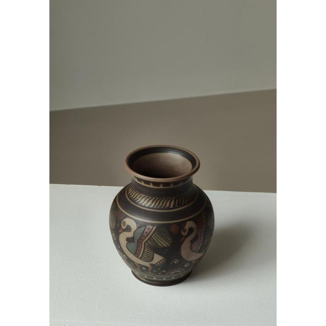 Ceramic Art Nouveau Terracotta Vase by L. Hjorth, 1920s For Sale - Image 7 of 11