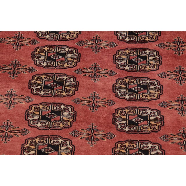 1990s Rustic Bokhara Peach/Black Hand Knotted Wool Rug For Sale - Image 5 of 9