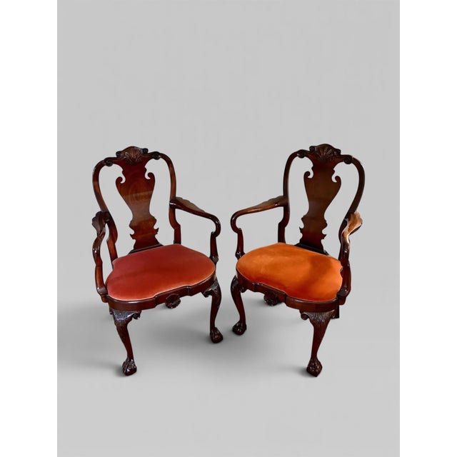 Kindel Furniture 1980s Pair of Red Kindel Winterthur Collection Armchairs - a Pair For Sale - Image 4 of 14