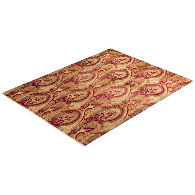 Beige Suzani Collection Hand-Knotted Area Rug - 8' 1" X 10' 4" For Sale - Image 8 of 10