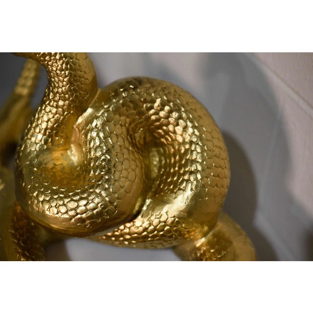 Vintage Gilded Coiled Cast Metal Rattlesnake Statue For Sale - Image 11 of 13