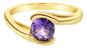 Solitaire Amethyst Ring 14k Yellow Gold, Size 8