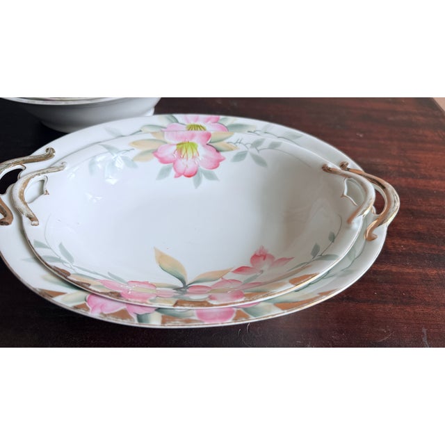 Antique, Early 20th Century Noritake Japan Azalea Porcelain Oval Serving Bowls, Set of Four For Sale - Image 11 of 11