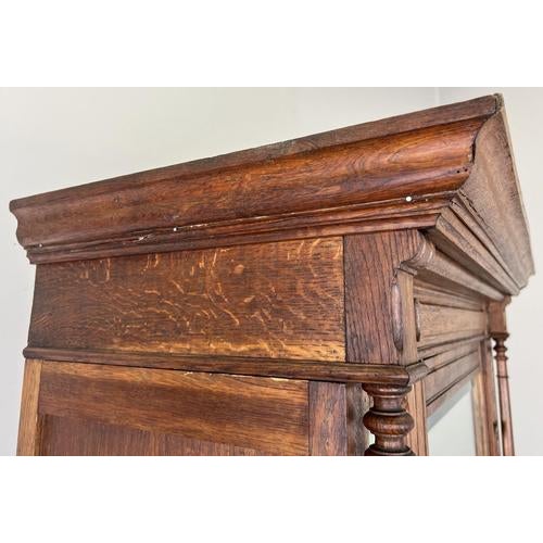 Antique French Style Oak Wardrobe with Mirrored Door For Sale - Image 13 of 18
