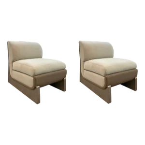 Caracole Modern You Sleigh Me Taupe Slipper Chairs Pair