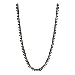 7.5 Carat Round Cut Black Diamond Riviera Tennis Necklace in 18k White Gold For Sale