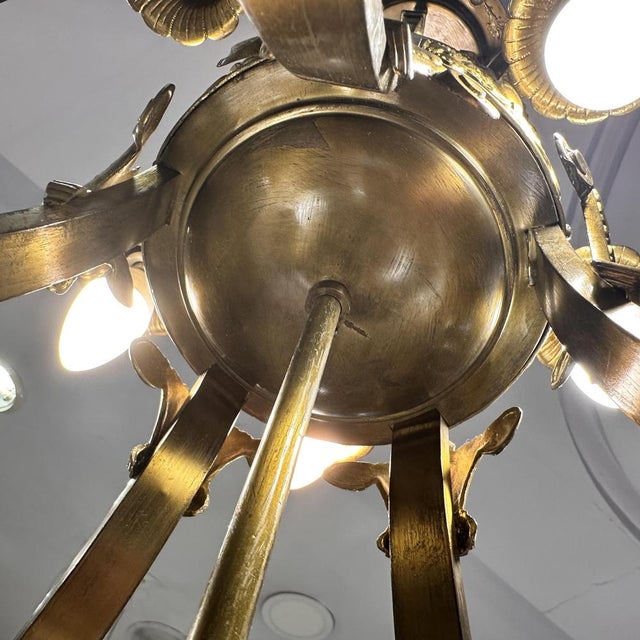 Art Nouveau Ceiling Lamp in Gilt Bronze and Frosted Crystal, France, 1930s For Sale - Image 18 of 18