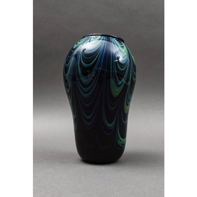 1970s William Worcester Signed 1975 Hawaiian Maui Studio Art Glass Vase For Sale - Image 5 of 10
