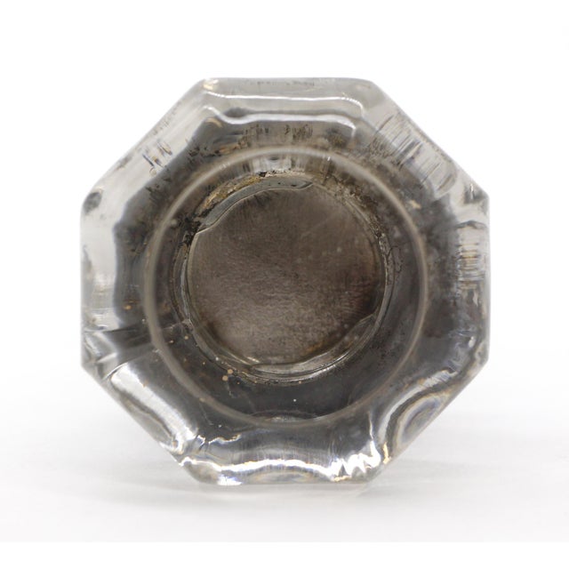 Antique clear octagon glass wide shank closet door knob set. The wide shank is made of brass with a dark finish. The...