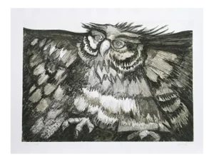 1970s Victor Delfin, "Old Owl," Etching