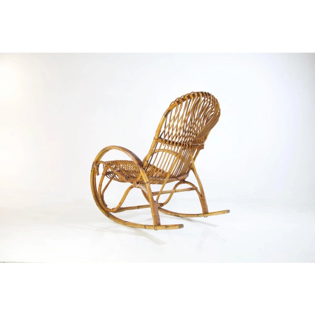 Mid-Century Bamboo Rocking Chairs in the style of Franco Albini, Italy, Set of 2 For Sale - Image 6 of 9