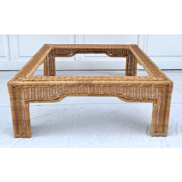 Vintage Woven Wicker Rattan Square Coffee Table Chairish