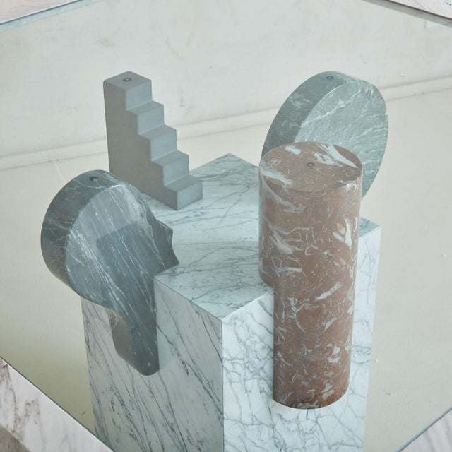 White Brugiana' Marble + Glass Dining Table by Egidio Di Rosa and Pier Alessandro For Sale - Image 8 of 11