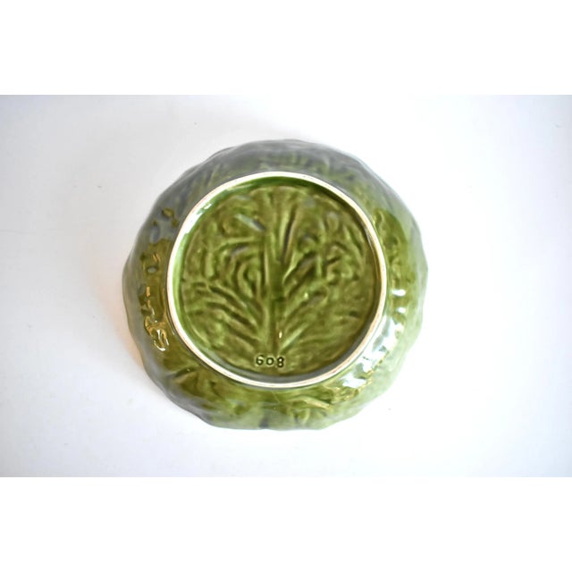 Portuguese Majolica Cabbageware Leaf Serving Bowl For Sale - Image 4 of 6