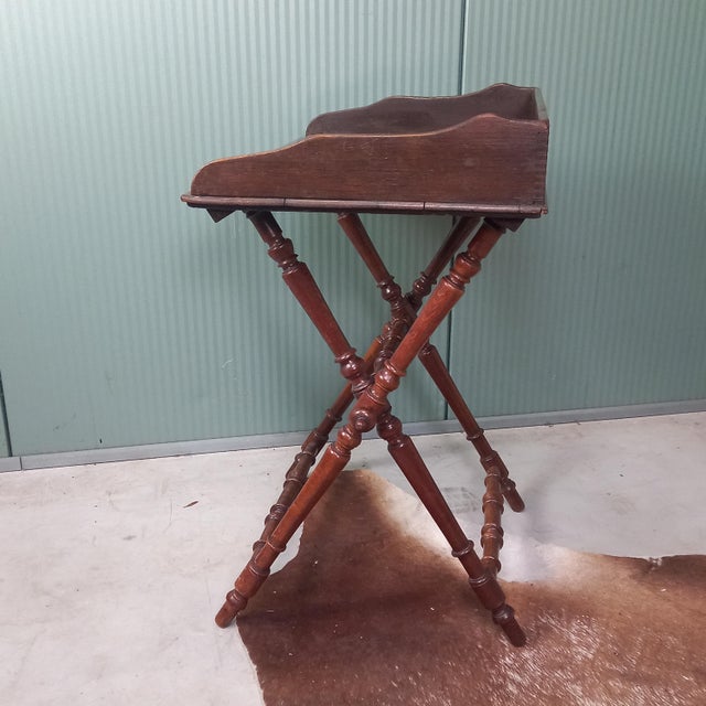 Wood 19th Century Georgian Military Campaign Butler Tray Table For Sale - Image 7 of 14
