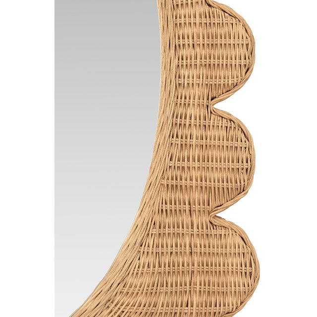 Not Yet Made - Made To Order Matthew Izzo Home Lillian Woven Rattan Wall Mirror - Rectangular Frame With Oval Mirror For Sale - Image 5 of 5