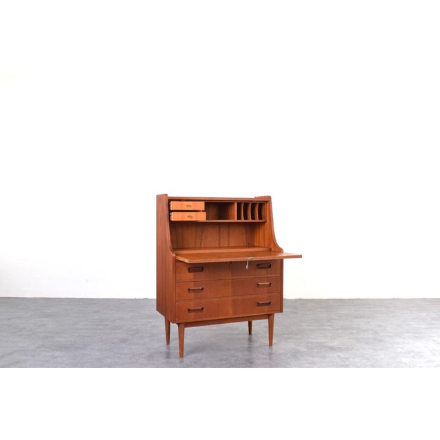 Wood Mid-Century Modern Danish Teak Secretaire by Gunnar Nielsen for Tibergaard, 1960s For Sale - Image 7 of 18