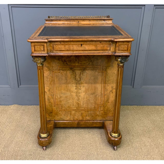 Victorian Inlaid Burr Walnut Davenport Desk, 1865 For Sale - Image 14 of 18
