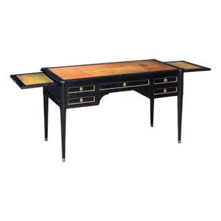 Louis XVI Ebonized Writing Table or Desk With Embossed Leather Top From France For Sale