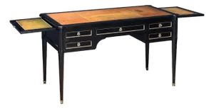 Louis XVI Ebonized Writing Table or Desk With Embossed Leather Top From France