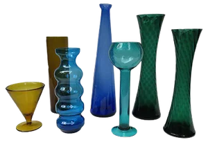 Mid-Century Glass Vases, Set of 7