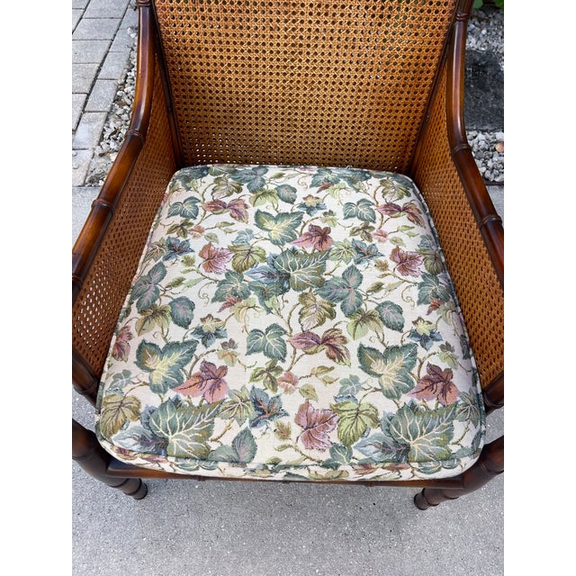 Vintage Sherrill Faux Bamboo & Double Cane Lounge Chair – Made in Usa For Sale - Image 9 of 12