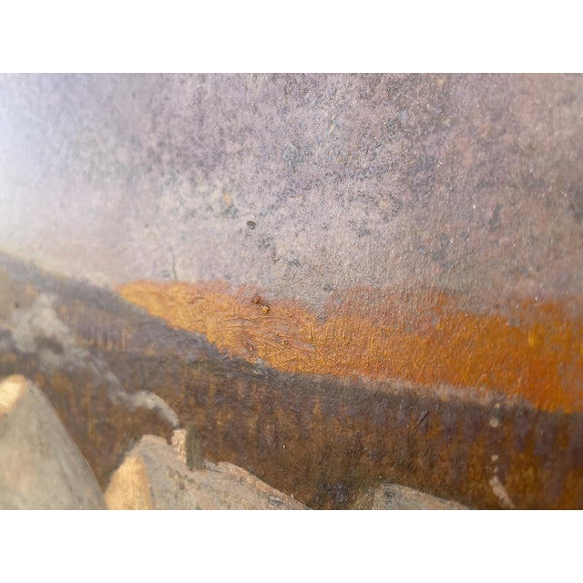 Cream Sunset on the Snow, 1900s, Oil on Panel For Sale - Image 8 of 14