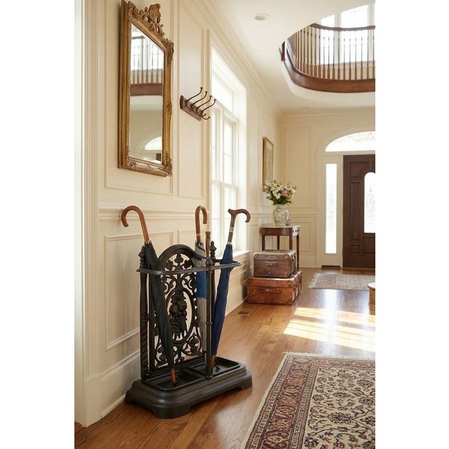 A large and elegant victorian cast iron hall stand, circa 1880 a good example of late-victorian cast iron umbrella stand....