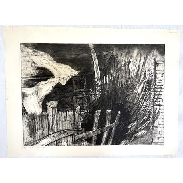 Artist's Proof Etching by Joan Connell (American, Present) Titled 'Flying Sheets' C1965 For Sale - Image 13 of 13