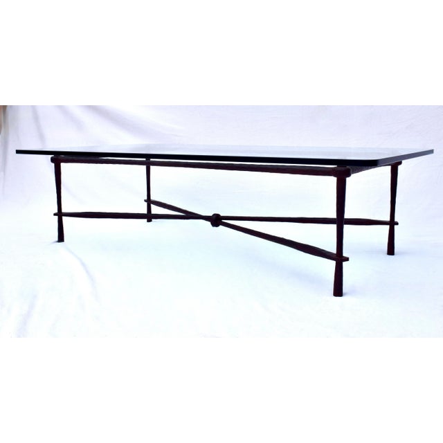 Custom American Bronze & Glass Coffee Table by Carole Gratale 20th Century For Sale - Image 4 of 14