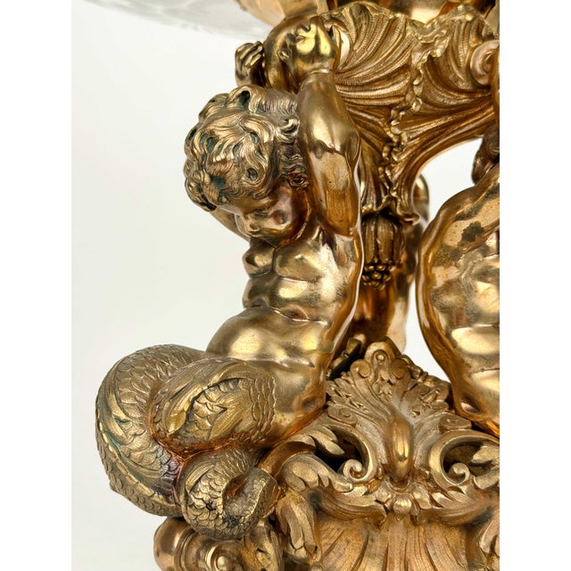Very Large 19th Century French Gilt Bronze & Cut Crystal Centerpiece by Christofle Et Cie For Sale In Los Angeles - Image 6 of 12