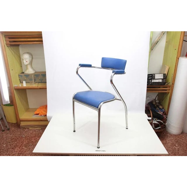 Italian Leatherette and Chromed Metal Chair, 1960s For Sale - Image 4 of 5