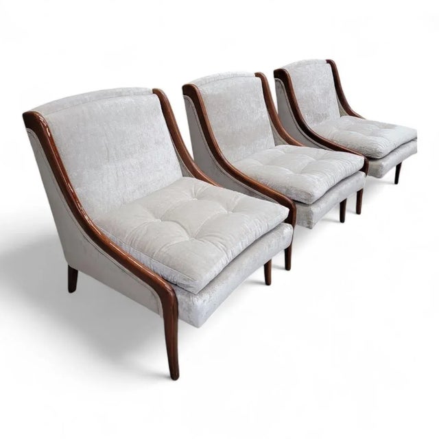 Ben Seibel Mid Century Modern Ben Seibel Slipper Chairs Set Newly Reupholstered - 3 Piece Set For Sale - Image 4 of 11