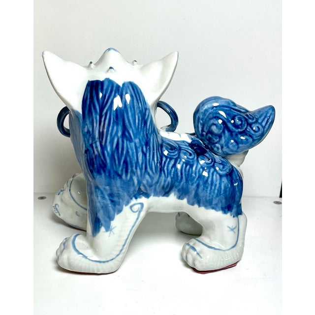 Vintage Blue and White Chinese Foo Dog For Sale - Image 4 of 6