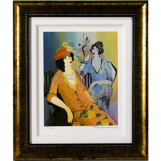 Itzchak Tarkay, Sophia Relaxes at the Cafe, Circa 1990 For Sale