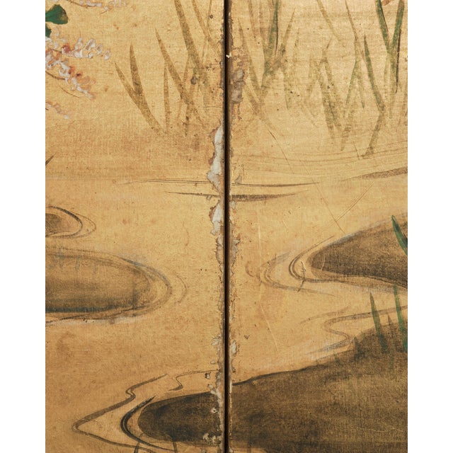 Early 20th Century Japanese Showa Four-Panel Screen Autumn Landscape Rooster & Hen For Sale - Image 13 of 18