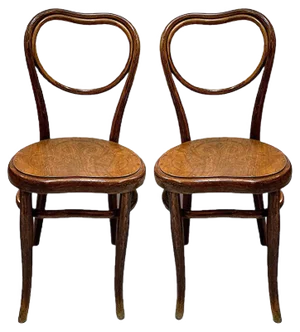 Set of Antique Side Chairs with Embossed Wooden Seat by Michael Thonet for Gebrüder Thonet Vienna GmbH