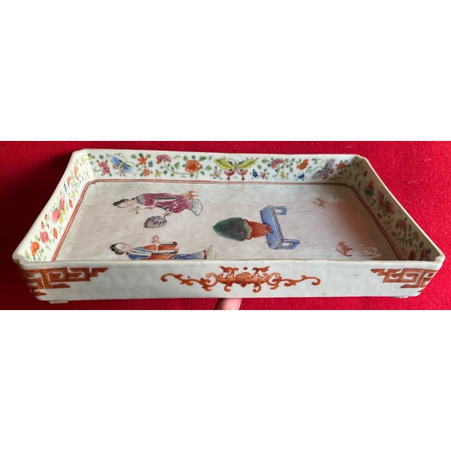 Antique 19th Century Chinese Export Famille Rose Porcelain Footed Tray For Sale - Image 10 of 18