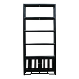 Black Shutter Doors Minimalist Bookcase Display Cabinet Etagere For Sale