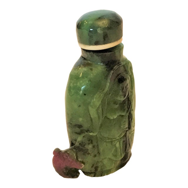 Vintage Ruby in Zoisite Bottle With Liu Hai and the Three Legged Toad For Sale