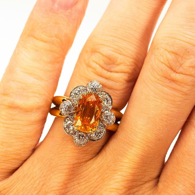 Contemporary Late 20th Century Keith Davis Orange Sapphire Ring, Size 6.5 For Sale - Image 3 of 3